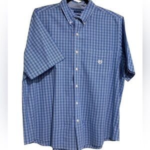 Chaps Blue Plaid Casual Button Down Shirt
